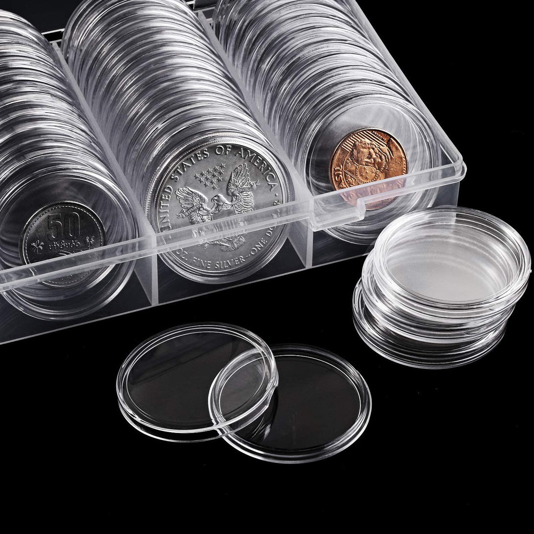 Silver Dollar Coin Case Holder for Collectors 40.6Mm Silver Bar Plastic round Coin Capsules Covers for Silver Bar Coin Collection Supplies (60 Pieces)