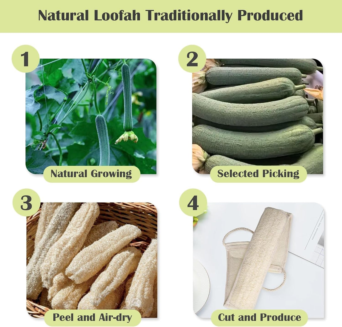 Natural Loofah Sponge Back Scrubber for Bath Shower, Exfoliating Body Scrubber, Shower Loofah Scrubber for Men and Women, Bath Sponge, Body Scrub, to Clean Your Body Deeply, Invigorate Your Skin