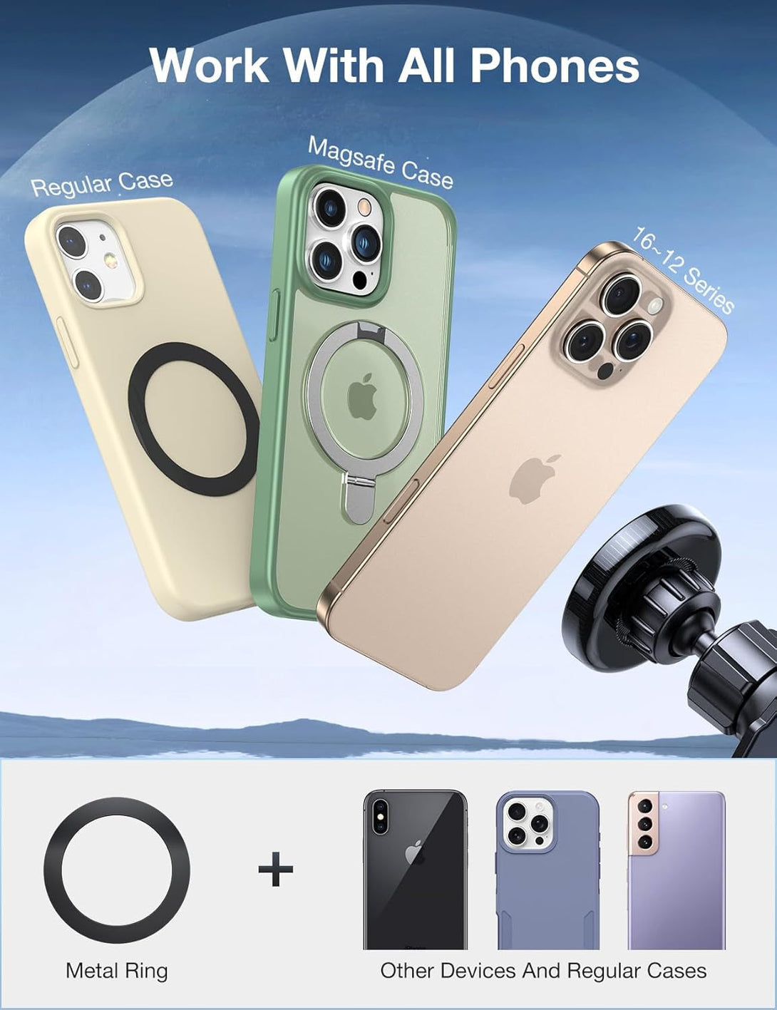 AKESEPE for Magsafe Car Mount [2025 Strongest Magnet Power] Magnetic Phone Holder for Car Vent 360° Rotation Magnetic Car Phone Holder Mount for Iphone 16 Pro Max 15 14 13 plus Mini