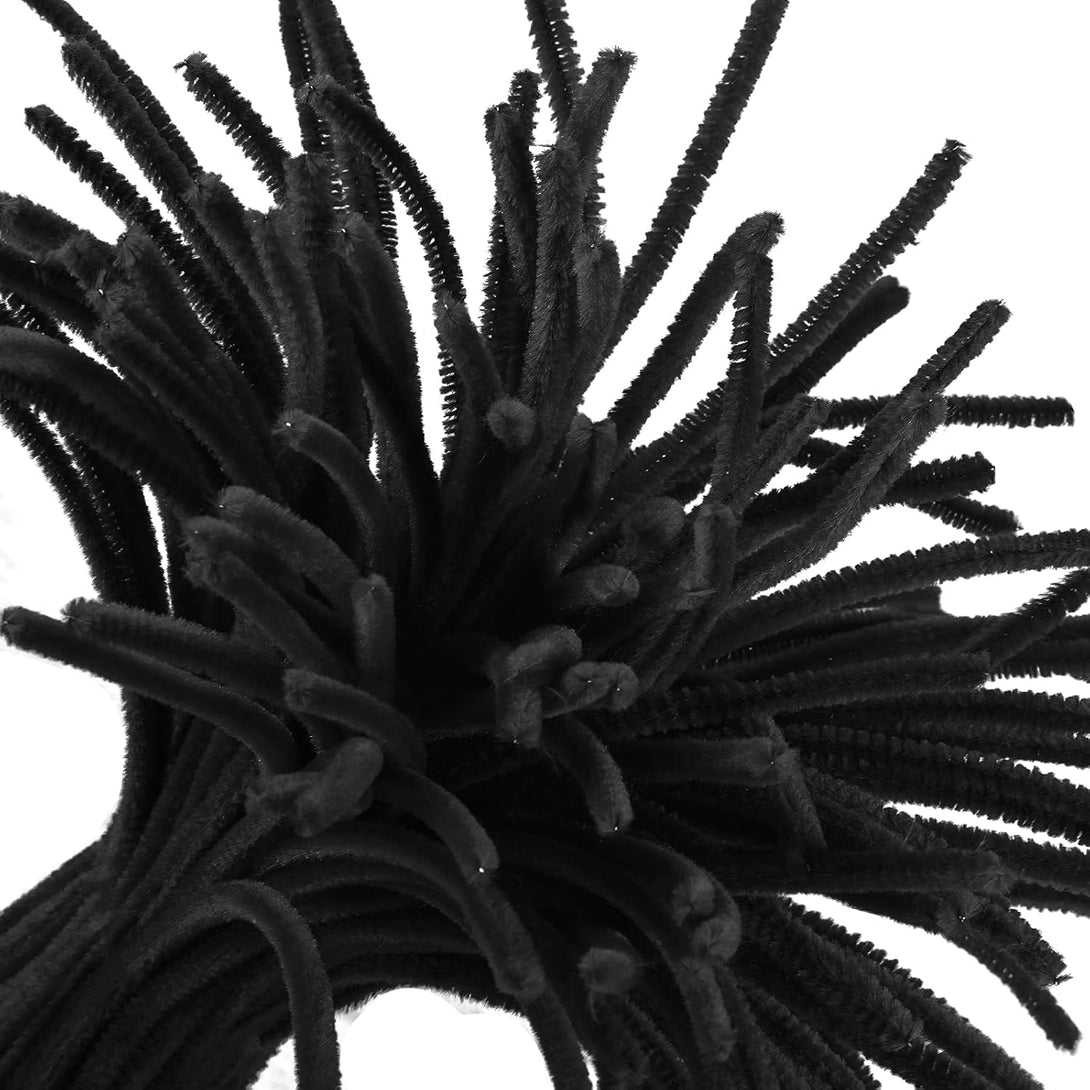 Cuttte Pipe Cleaners Craft Supplies - 300Pcs Black Pipe Cleaners Chenille Stems for Craft Kids DIY Art Supplies (6 Mm X 12 Inch)