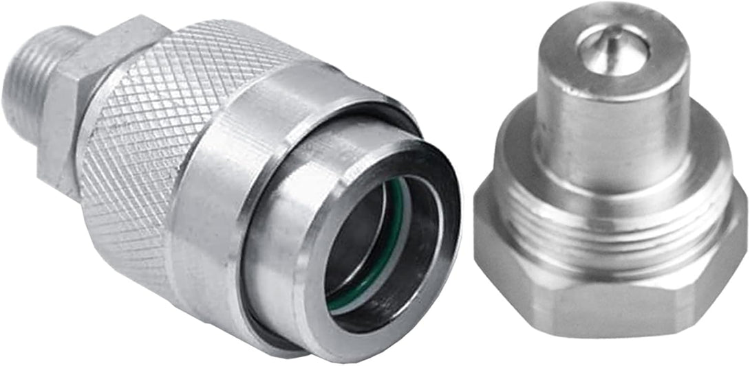 3/8" Hydraulic Quick Coupler Set Replaces Enerpac C-604,Connect and Disconnect under 10,000 PSI Pressure, with 2 Dust Caps