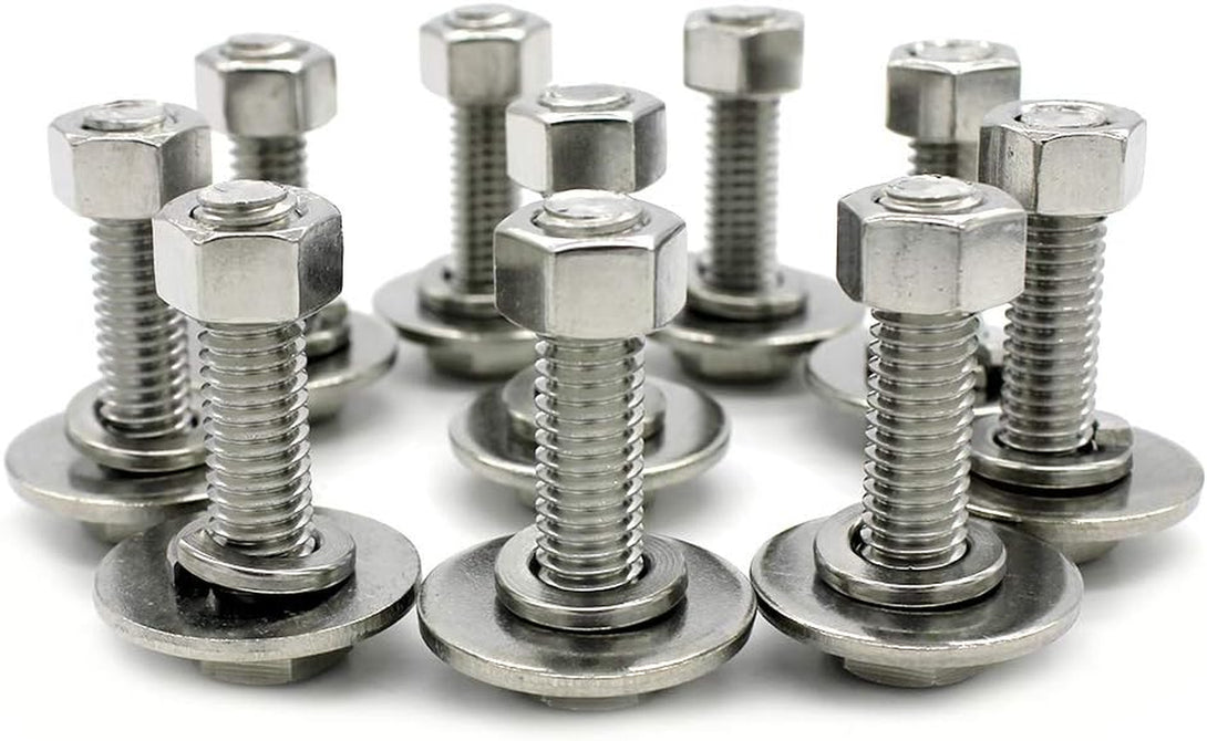 (10 Sets) 5/16-18X1" Stainless Steel Hex Head Screws Bolts, Nuts, Flat & Lock Washers, 18-8 (304) S/S, Fully Threaded by Bolt Fullerkreg