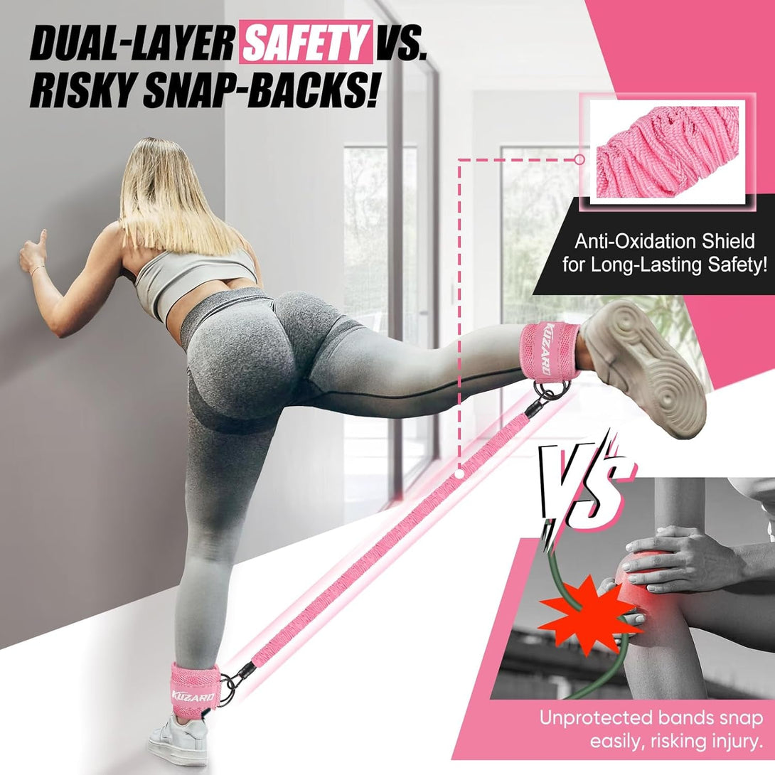 Ankle Resistance Bands with Cuffs for Working Out, Resistance Bands for Women, Exercise Bands for Leg and Glute, Booty Workout Equipment for Kickbacks, Butt and Hip Training, Ankle Weights Bands Set