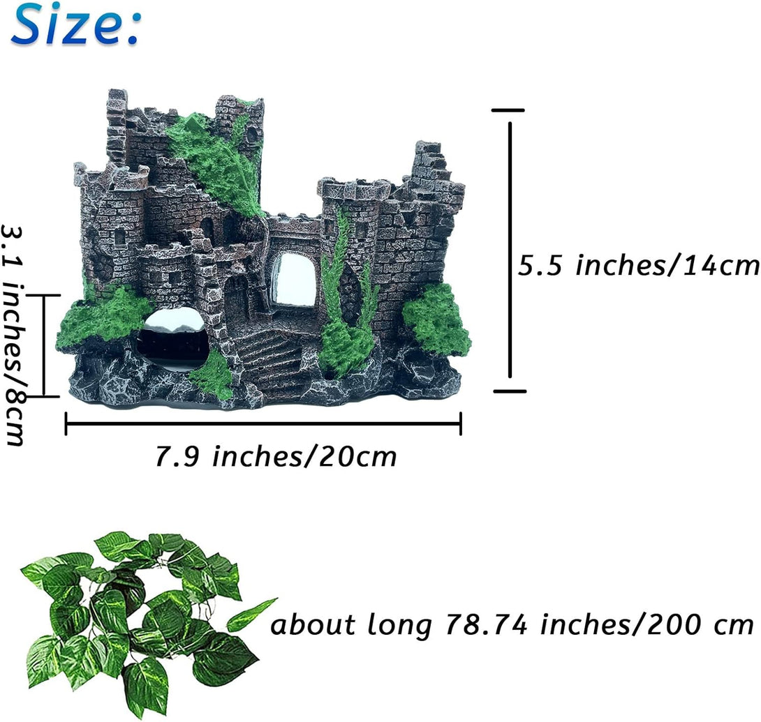 Kathson Bearded Dragon Tank Castle Decorations,Reptile Hammock Reptiles Habitat Resin Hideouts Cave Decor Terrarium Accessories for Lizard Snake Chameleon Gecko Hermit Crabs (4 Pcs)