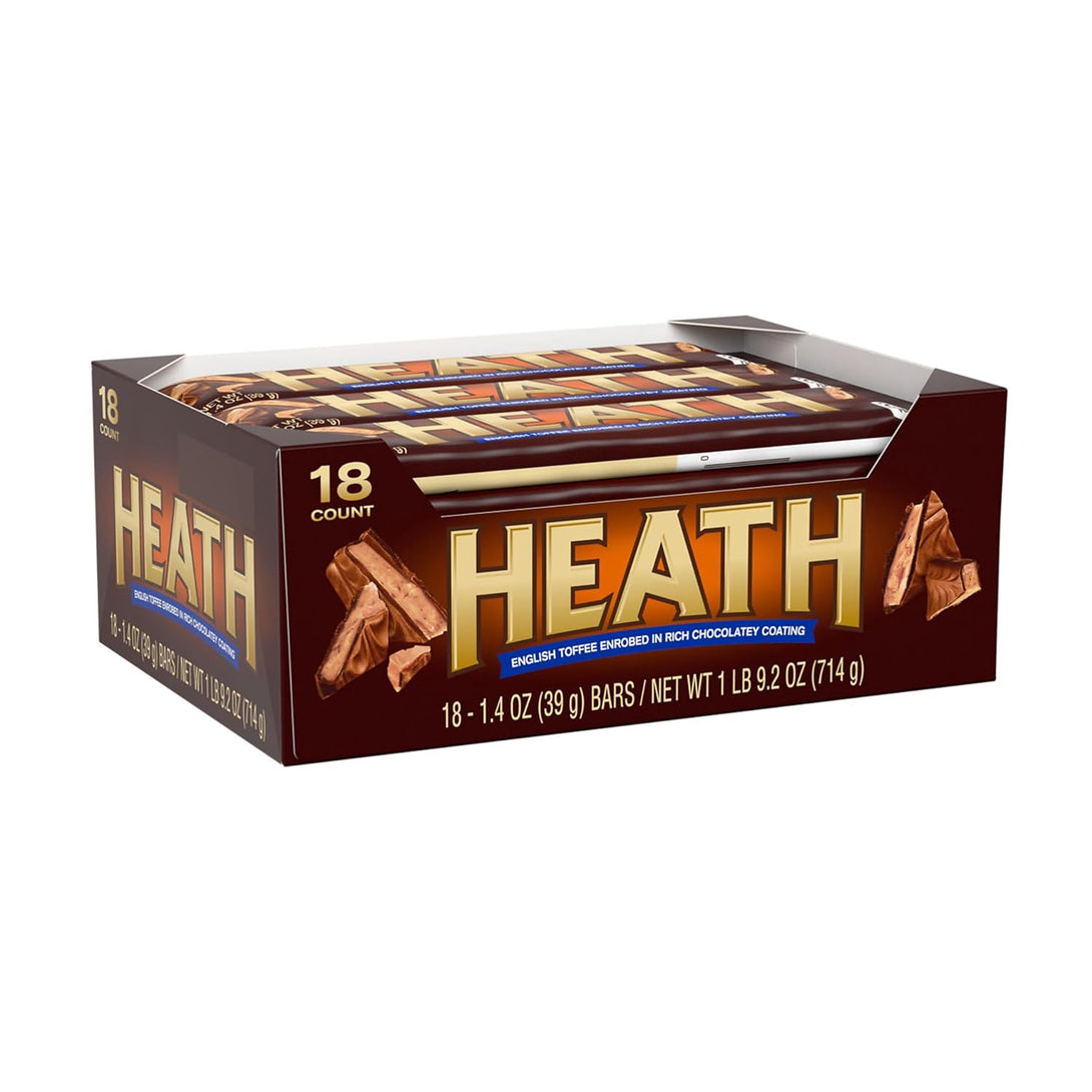 HEATH Milk Chocolate English Toffee Full Size, Bulk, Individually Wrapped Candy Bars, 1.4 Oz (18 Count)