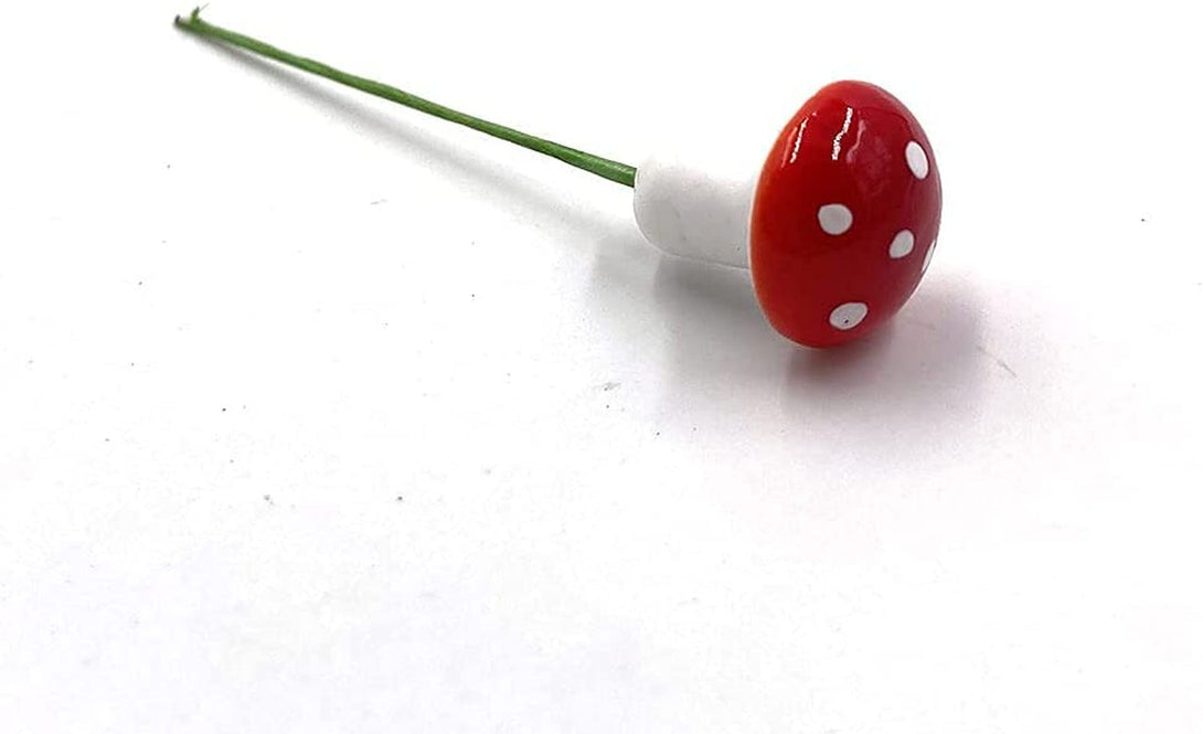 Aliotech 50 Pieces Mini Mushroom Miniatures Artificial Garden Fairy Bonsai Plant Pot Resin Craft Decoration for Home DIY Micro Landscape Decor (Red)