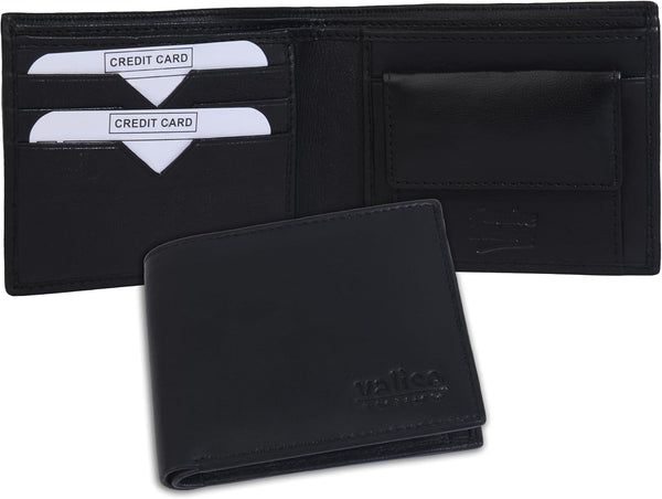 Men'S Premium Genuine Leather Wallet – Slim Rfid-Blocking Design with 3 Card Slots, Durable & Stylish (Black)