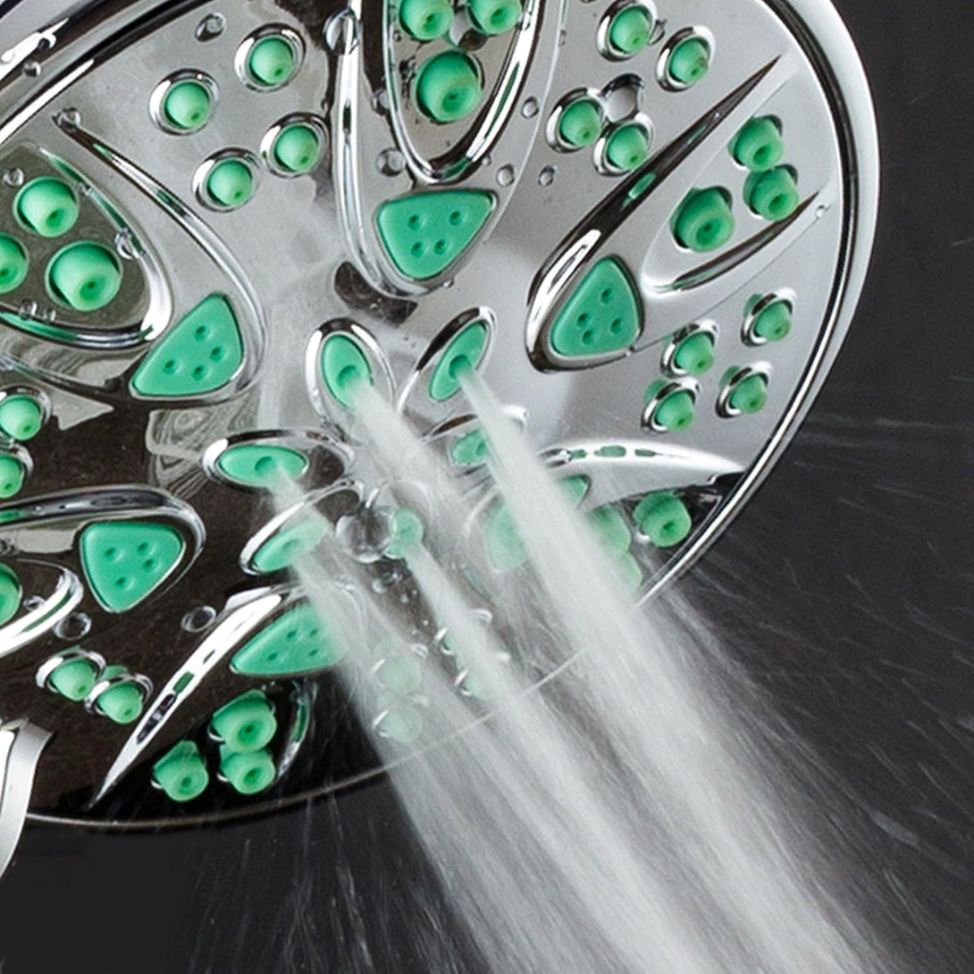 Aquadance Antimicrobial 6-Setting Shower Head, Aqua Green, 4"