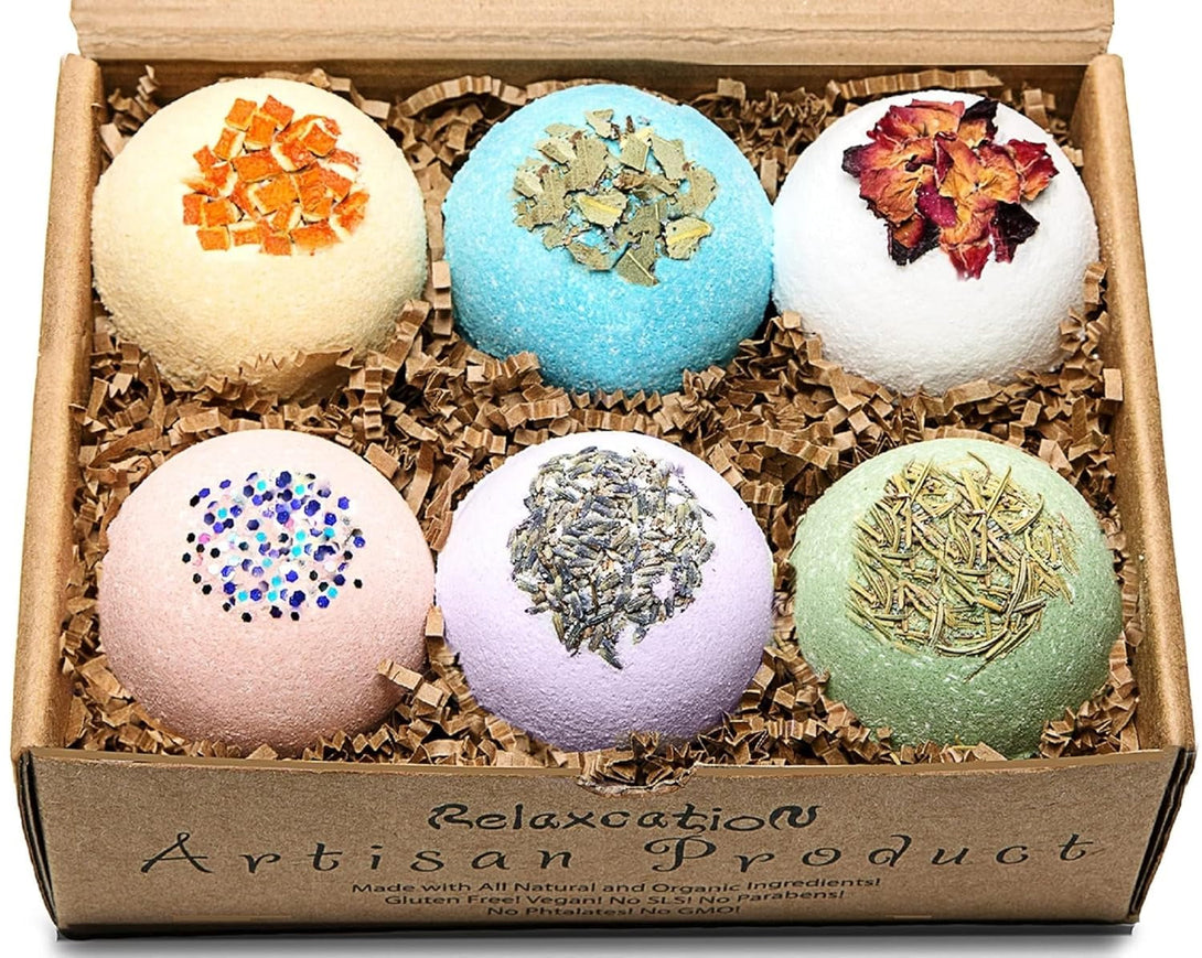 Handmade in USA Organic Bath Bombs Gift Set for Women All Natural with Epsom Salt Relaxation Dead Sea Salt - Natural and Safe Bath Bombs Kit for Kids Her Mom Mother Grandma Girlfriend - Best Gifts Idea