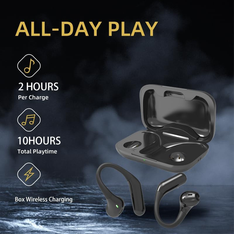 Open Ear Headphones,Bluetooth 5.3 Wireless Earbuds,5.9G Ultra-Lightweight Sport Earphones with Mic for Running Cycling,Secure Fit for Small Ears (White)