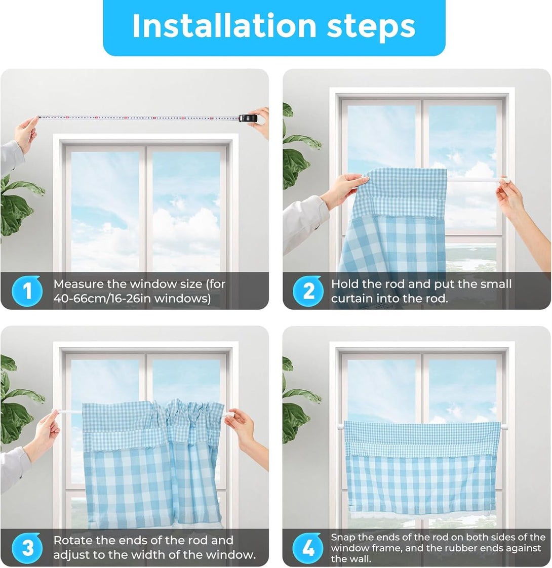 AIZESI 3Pcs White Spring Tension Rond Short Curtain Rods Small Curtain Tension Rods 16 to 28 Inch Adjustable Curtain Rod Tension Extendable Spring Rod for Home Window Kitchen