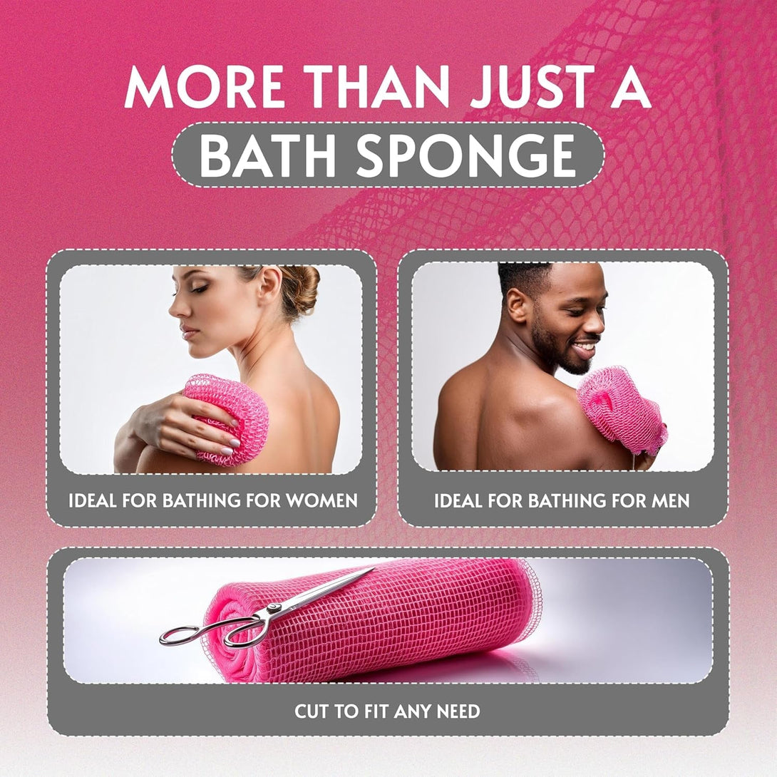 Bath Sponge Exfoliating Washcloth for Body African Net Shower Exfoliating Towel Back Scrubber Shower Rag Bath Accessories for Smoother Skin (Pink)