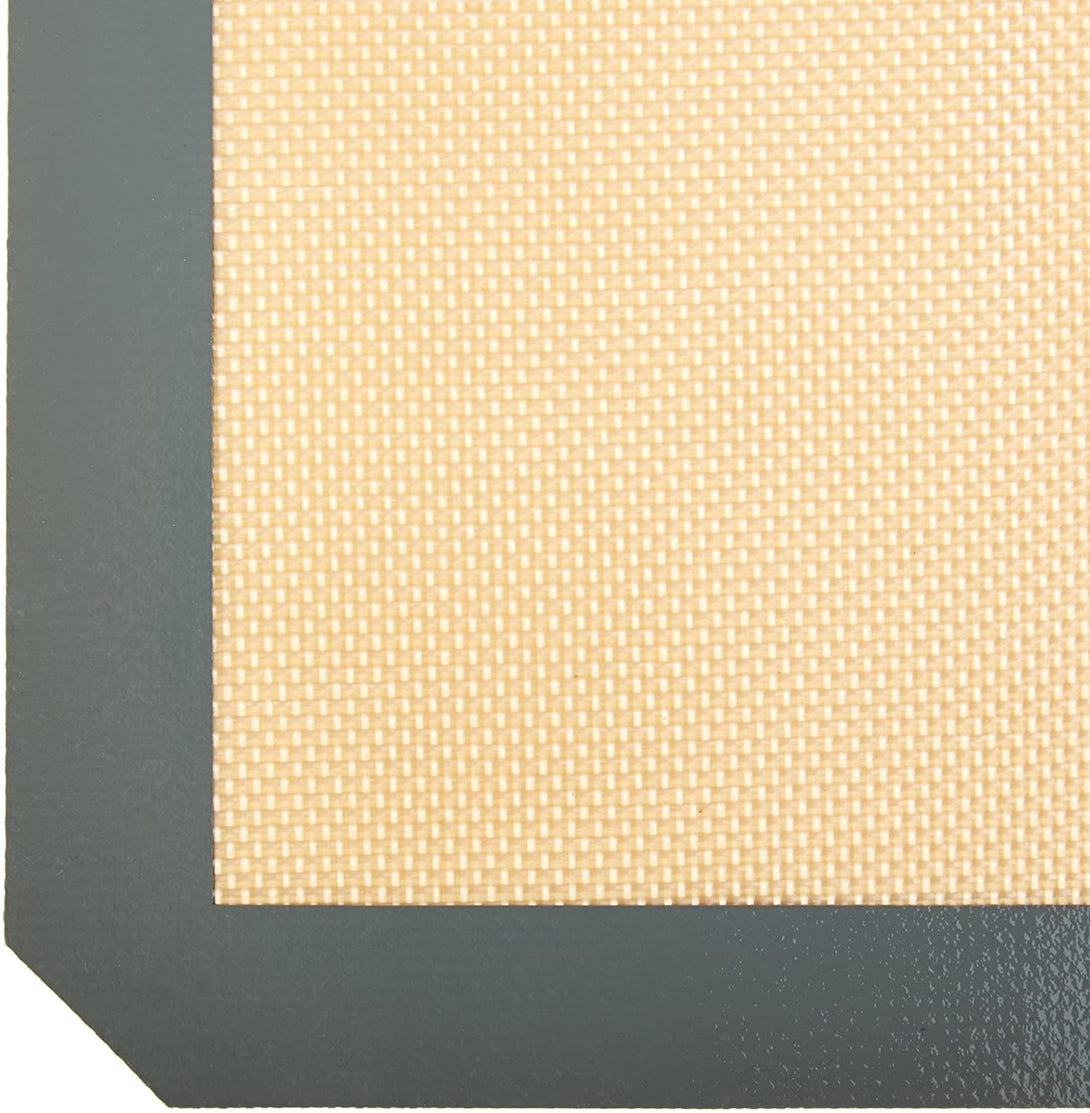 Amazon Basics Rectangular Silicone, Non-Stick Reusable, Food Safe Baking Mat, Pack of 2, 16.5"L X 11.6"W, New Beige/Gray