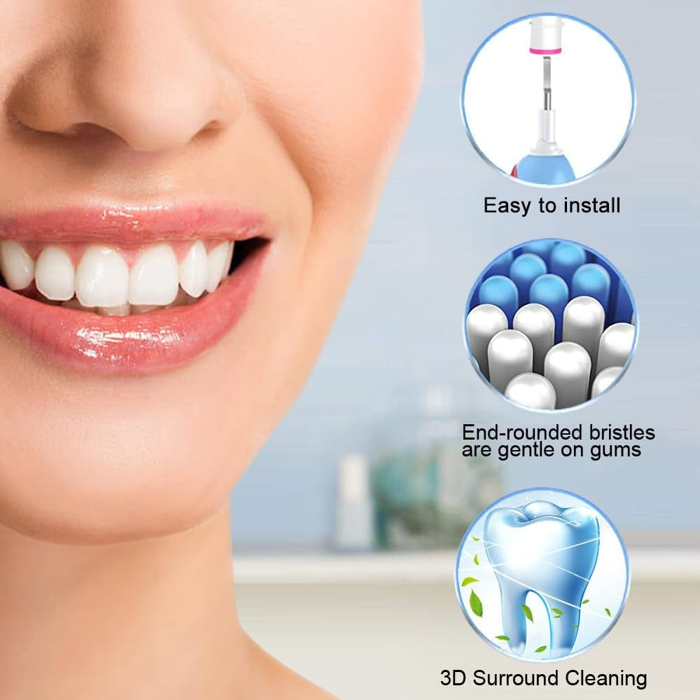 8 Pack Sensitive Gum Care Replacement Brush Heads Compatible with Oral B Braun Electric Toothbrush. Soft Bristle for Superior and Gentle Clean.