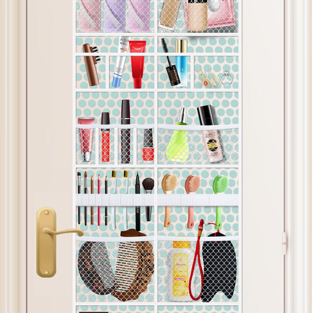 Maihongda Large Size Toiletry Bags over the Door Hanging Organizer Bathroom Quickly Dry Mesh Storage Pockets for Cosmetics Makeup Jewelry Shampoo Various Compartments 68Inch(Enhanced 1 Pack)