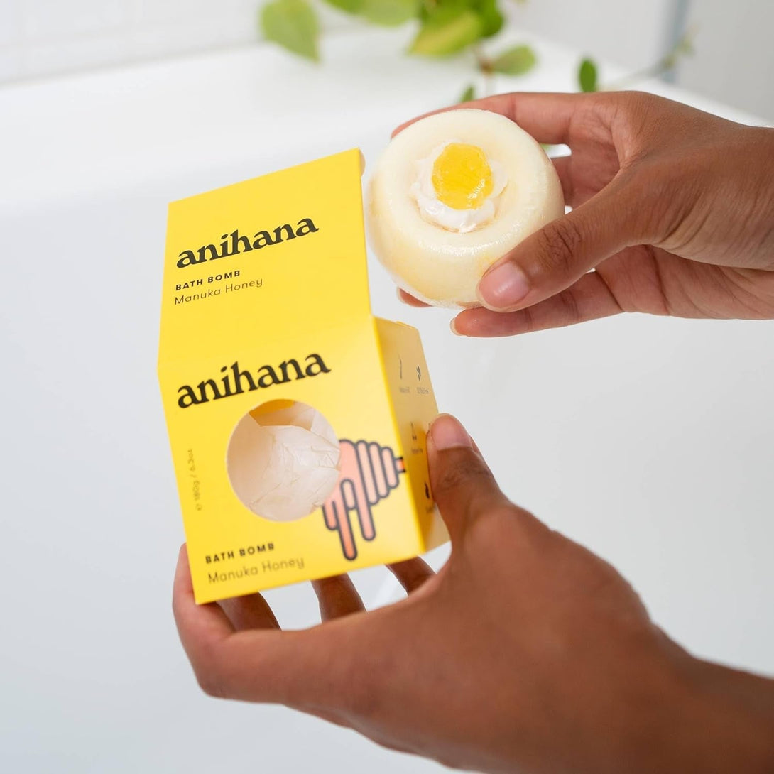 ANIHANA Bath Bombs with Coconut Oil, Paraben Free, Hand-Crafted Luxury Fizzers, Refreshing Manuka Honey Scent, 6.3 Oz Each, 3 Pack