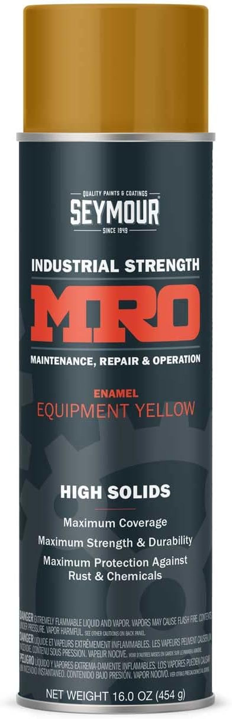 SEYMOUR 620-1443 Industrial MRO High Solids Spray Paint, Equipment Yellow 16 Fl Oz (Pack of 1)