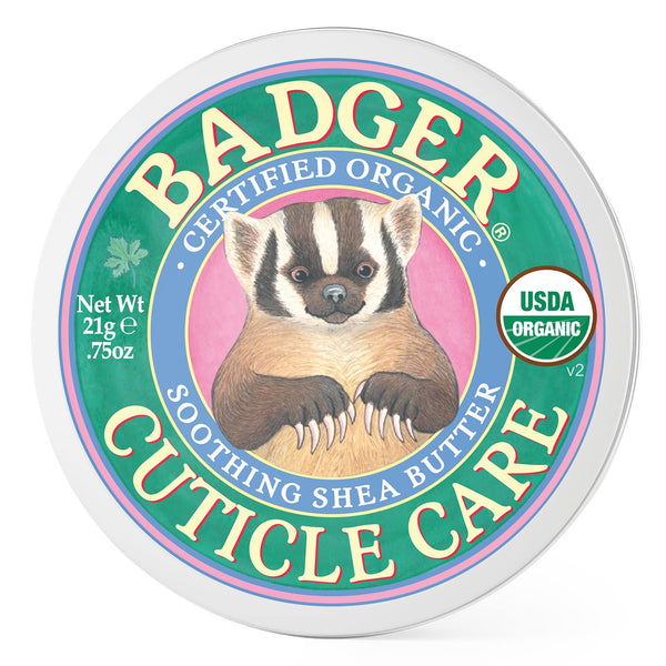 Badger Organic Cuticle Care Balm - Natural Nail Care Cream with Shea Butter, Vitamin-Rich Seabuckthorn Extract to Strengthen, Soothe & Restore Dry & Splitting Cuticles – Light Citrus Scent - .75Oz