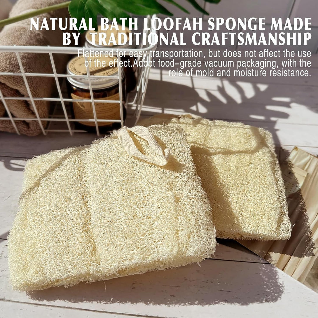 Natural Shower Loofah Sponge, Bath Exfoliating Loofa Body Scrubber, 5.5 “Soft and Easy Foaming Spa Lufa Sponges (3 Pack)