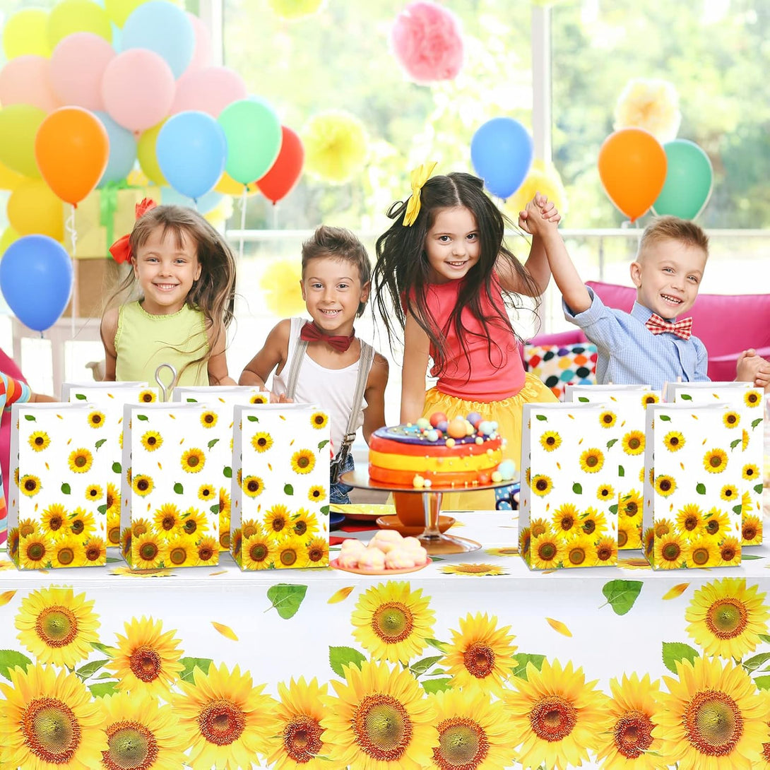 28 Pieces Sunflower Party Favor Bags Sunflower Party Goodie Treat Gift Candy Bags for Sunflower Birthday Party Suppliers Baby Shower, 8.3 X 4.7 X 3.1 Inch