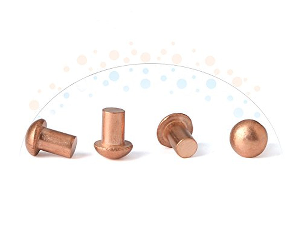 YXQ 50 Pcs Copper Solid Rivets 1/4 Diameter 5/16 L Shank Copper round Head Fasteners,M6X8