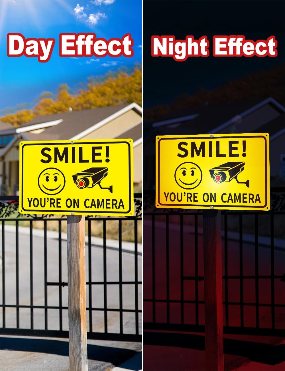 4-Pack Smile You'Re on Camera Signs 8"X12" Rust Free Aluminum Video Surveillance Signs Outdoor, Security Camera Sign with UV Printed - Smile Your on Camera Signs for Home, Business, Yard and CCTV