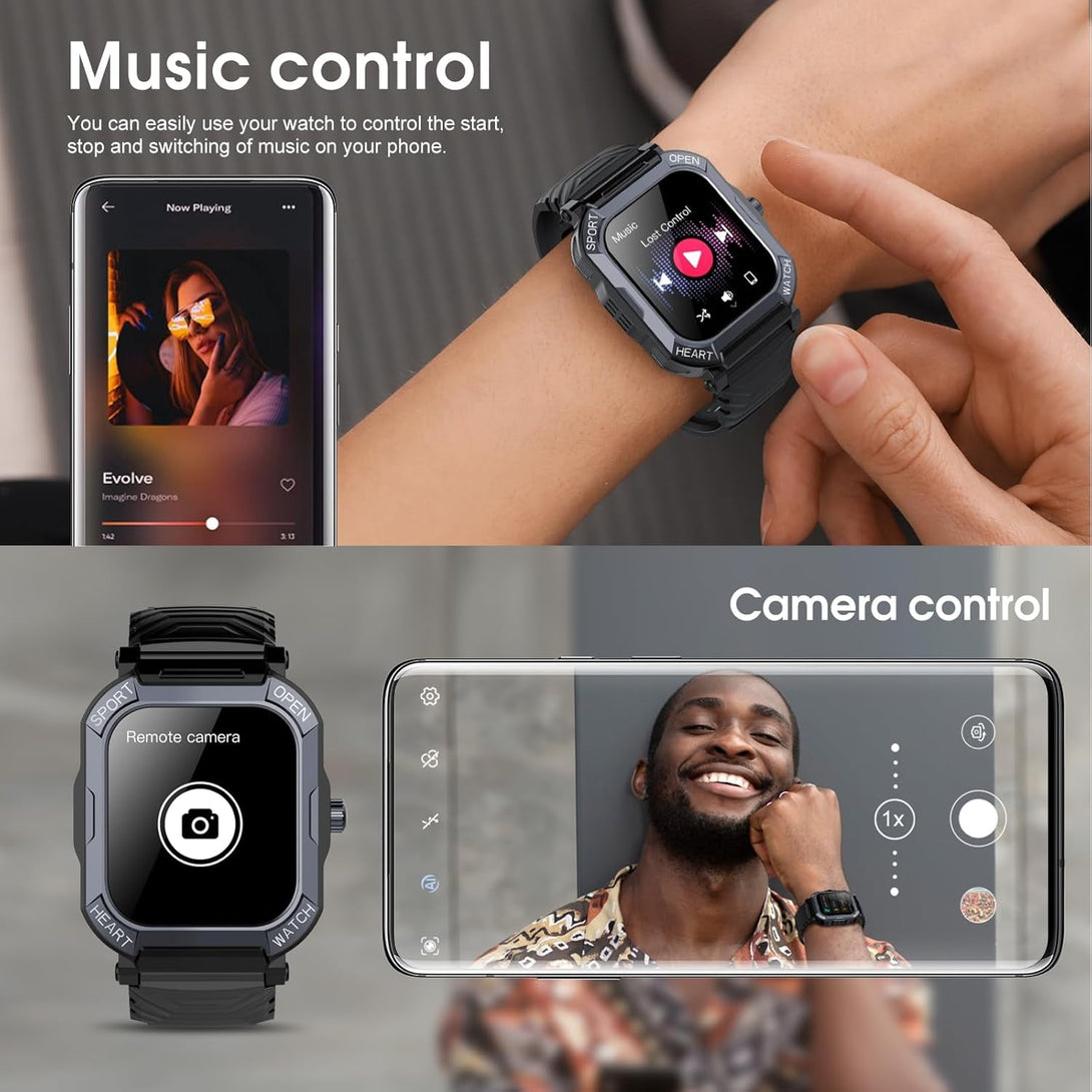 Smart Watch for Men Women (Answer/Make Call), 1.85” Fitness Watch, 113 Sports Modes Smartwatch with Heart Rate/Sleep Monitor, Pedometer, IP68 Waterproof, 2025 Activity Trackers for Android IOS, Black