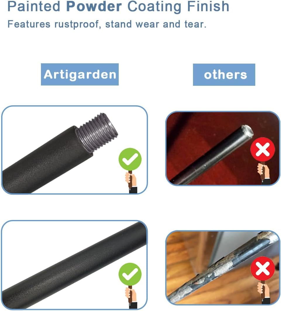 76 Inch Outdoor Shepherd Hook with 7 Prong Base (1 Pack), Adjustable Heavy Duty Garden Hanging Stake for Bird Feeder Solar Light Plant Hanger Wedding Decor, Matte Black