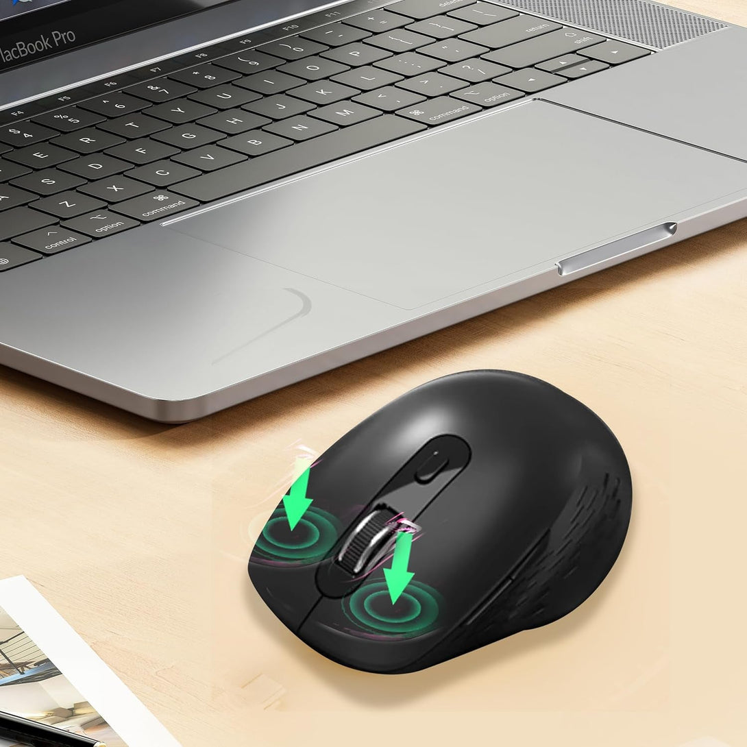 Wireless Mouse,2.4G USB Computer Mouse with 3-Level, Silent Quiet Click, Ergonomic, 6 Buttons Portable for Pc,Laptop,Chromebook,Mac - Black