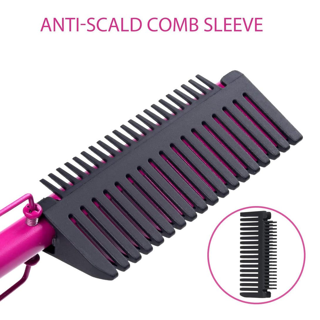 Hair Straightener, Electric Hot Comb Hair Straightener Brush with Ceramic Heater Surface, Fast Heating, Dual Voltage, Adjustable Temperature for Natural Black, Curly, Frizzy Hair & Beard