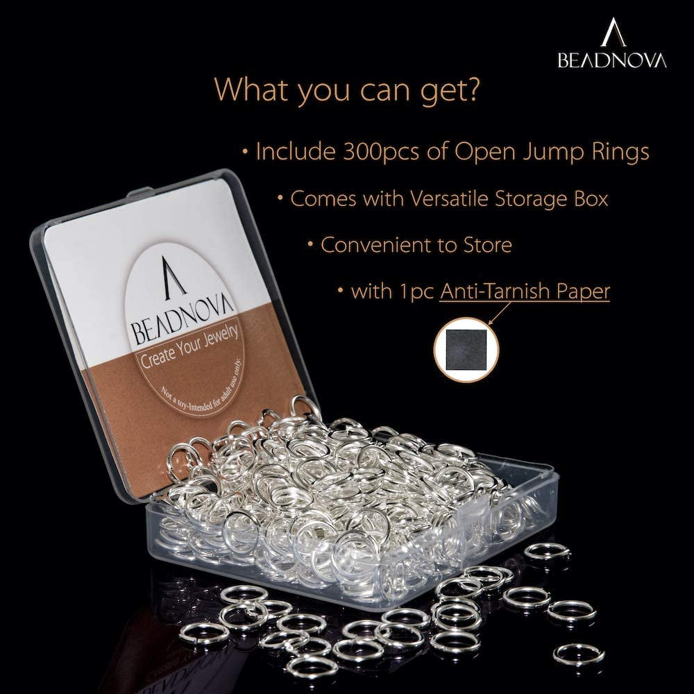 BEADNOVA 10Mm Jump Rings Silver Jewelry Jump Rings for Jewelry Making Open Jump Rings for Keychains (300Pcs)