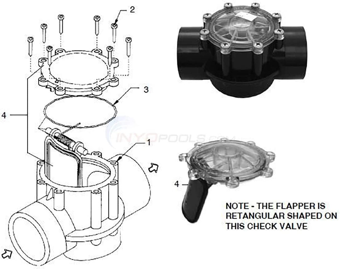 ATIE Pool 7056 Check Valve Cover with Flapper Assembly Compatible with Jandy Check Valve 7235, 7236, 7305, 7511, 7512 (Includes P/N: 7451 Flapper, 7302 Spring, 7304 Pin, 7236 Cover, and 1132 O-Ring)