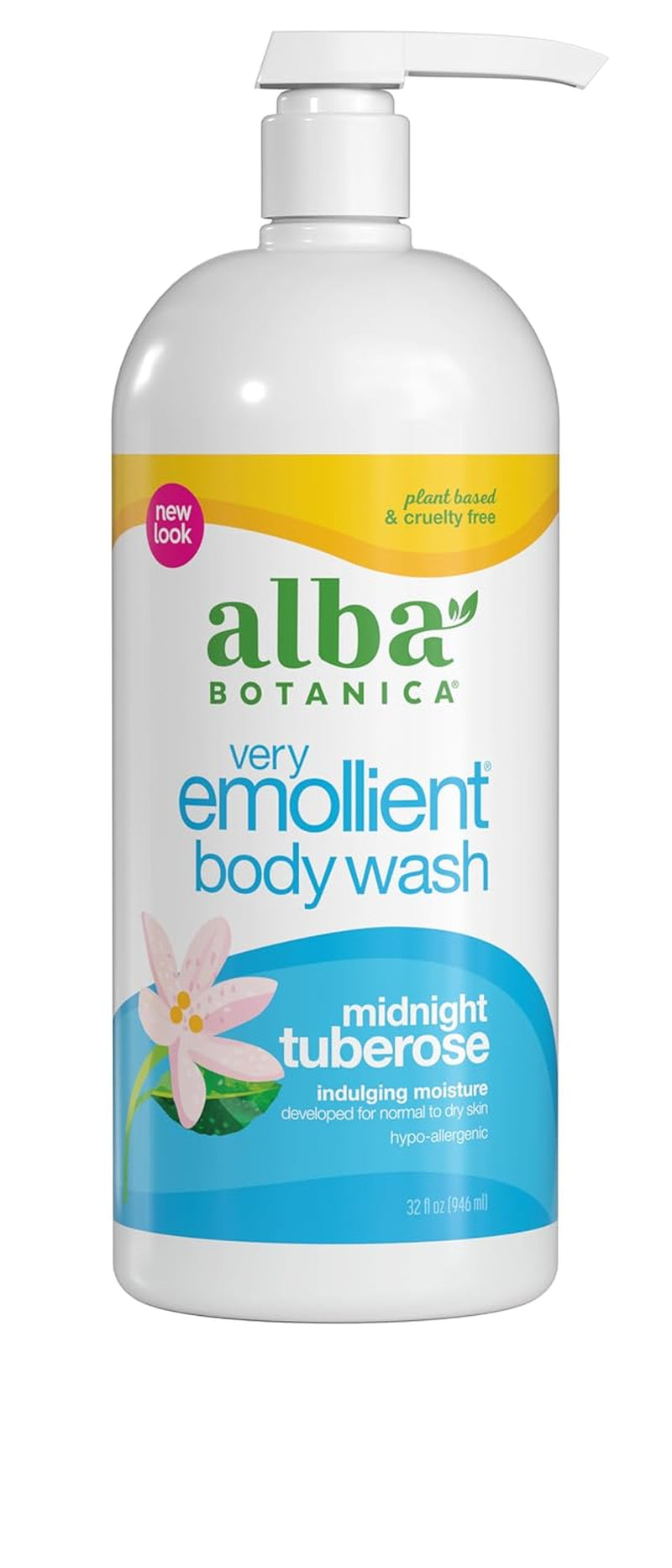 Alba Botanica Very Emollient Body Wash, Midnight Tuberose, 32 Oz (Packaging May Vary)