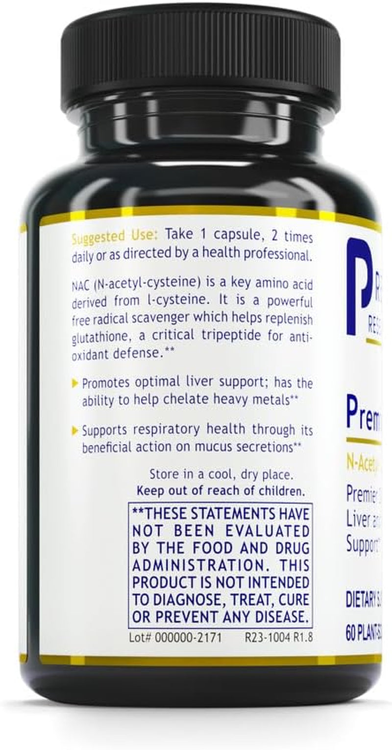 Premier Research Labs Premier NAC - NAC Supplement N-Acetyl Cysteine, N-Acetyl-L-Cysteine, Liver & Immune Support, 300Mg NAC per Capsule - 60 Vegetarian Capsules