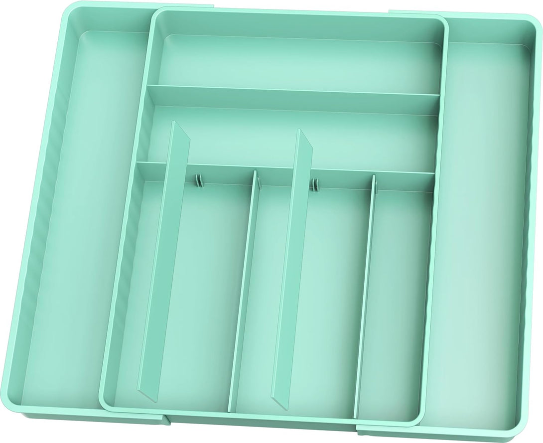 Simple Houseware Expandable Kitchen Drawer Flatware Organizer, Turquoise