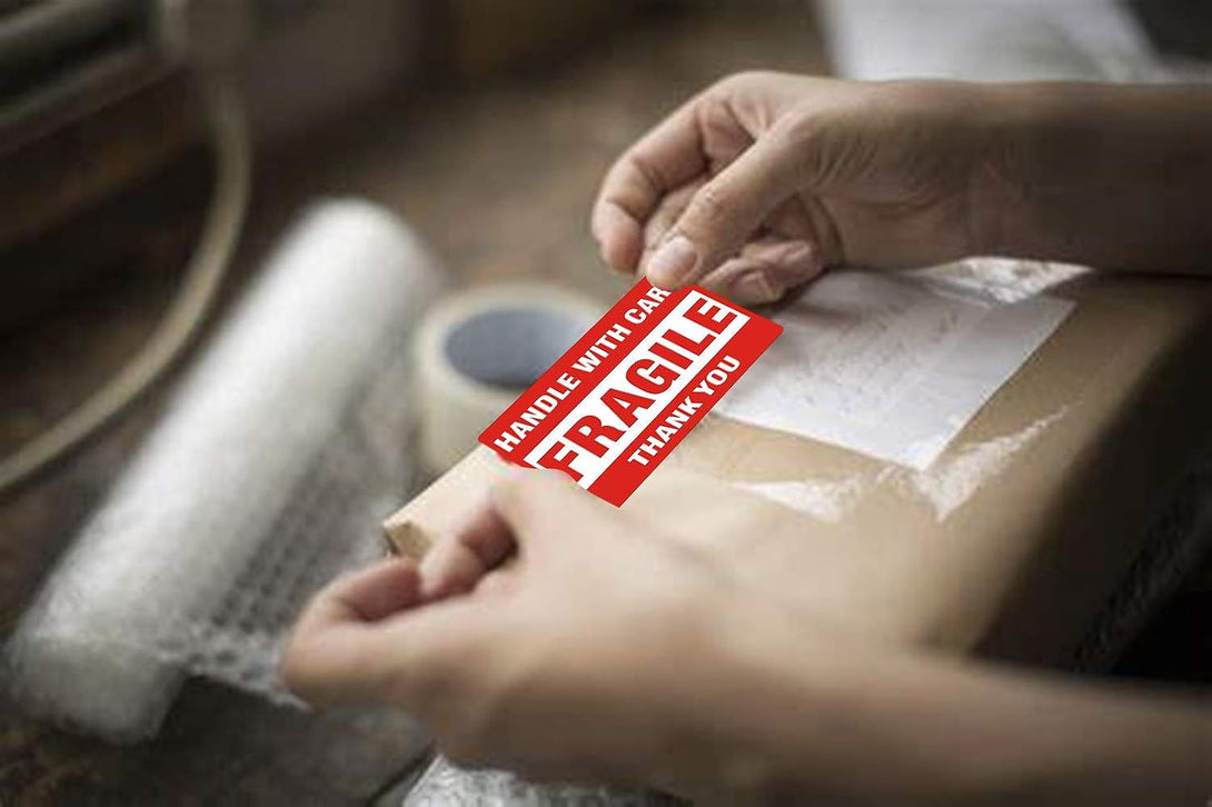 [1 Roll, 500 Labels] 2" X 3" Fragile Stickers Handle with Care Warning Packing/Shipping Labels - Permanent Adhesive