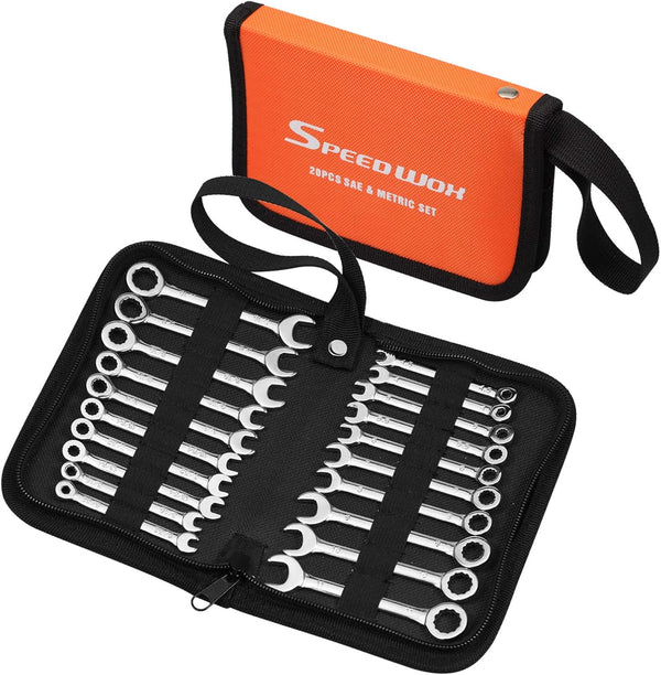 SPEEDWOX 20-Piece Mini Combination Wrench Set, High Carbon Steel, Silver