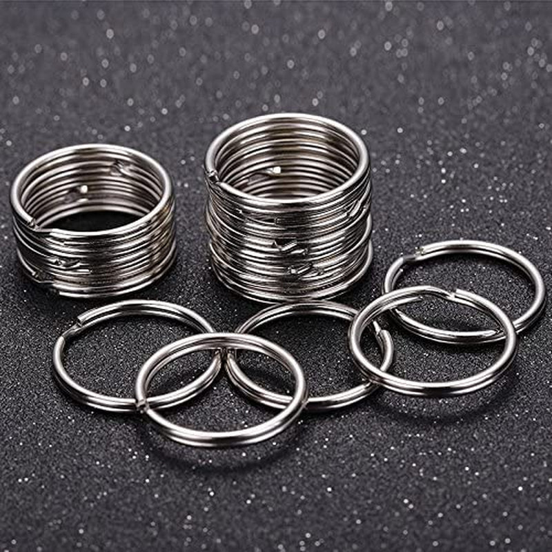 KINGFOREST 100-Pack Split Key Rings (1 Inch/25Mm) - Silver Nickel Metal Keychain Rings for Keys, DIY Crafts, Bags & Accessories - Durable Bulk Keyring Hardware with Smooth Edges