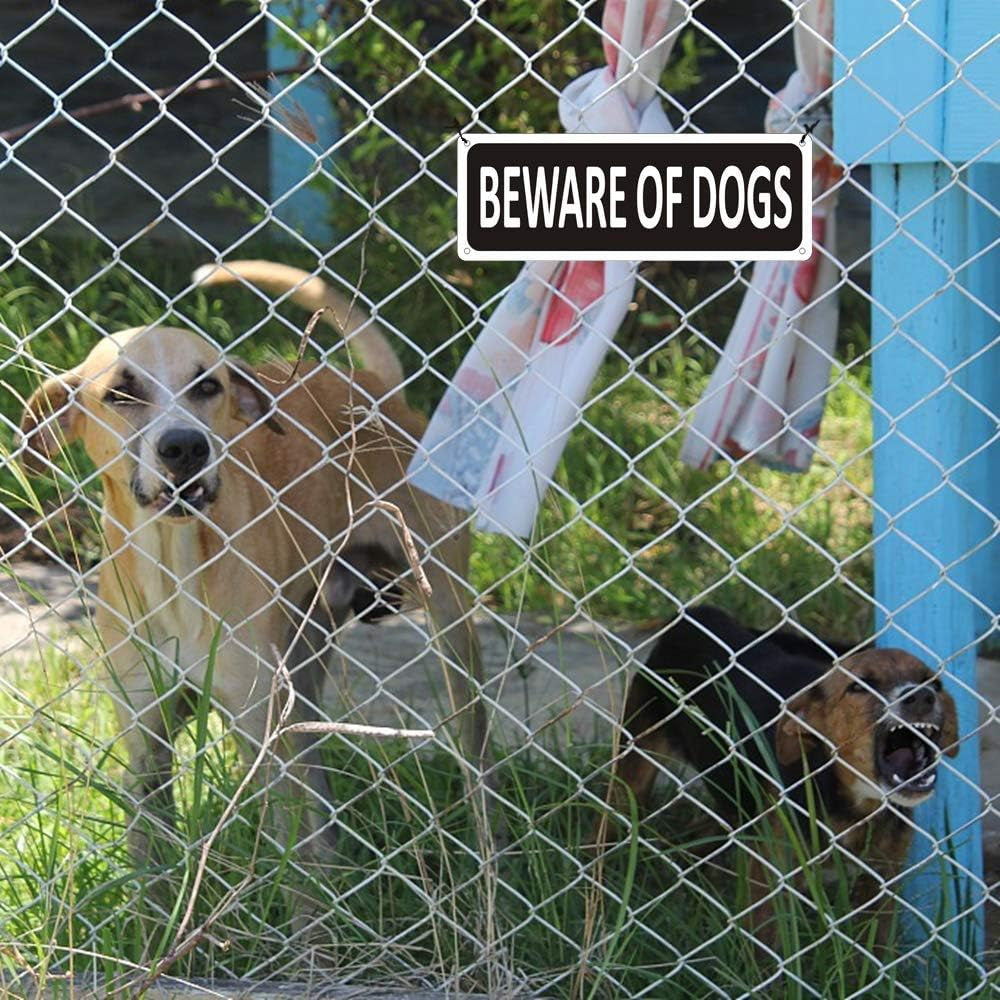 Beware of Dog Signs for Fence (2 Pack), Metal Beware of Dog Sign for Yard, 10" X 3.5" Beware of Dogs Sign for Gate Door, Aluminum Dog Warning Sign Outdoor, Rust Free No Fade Weatherproof