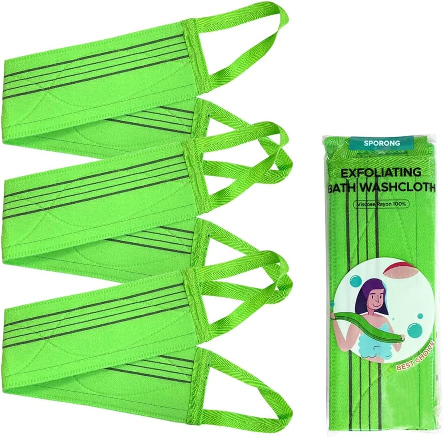 X (3 Pcs) Long Exfoliating Back Washcloth Bath Wash Towel Korean Italy Towel
