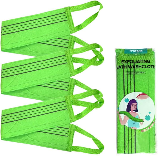 X (3 Pcs) Long Exfoliating Back Washcloth Bath Wash Towel Korean Italy Towel