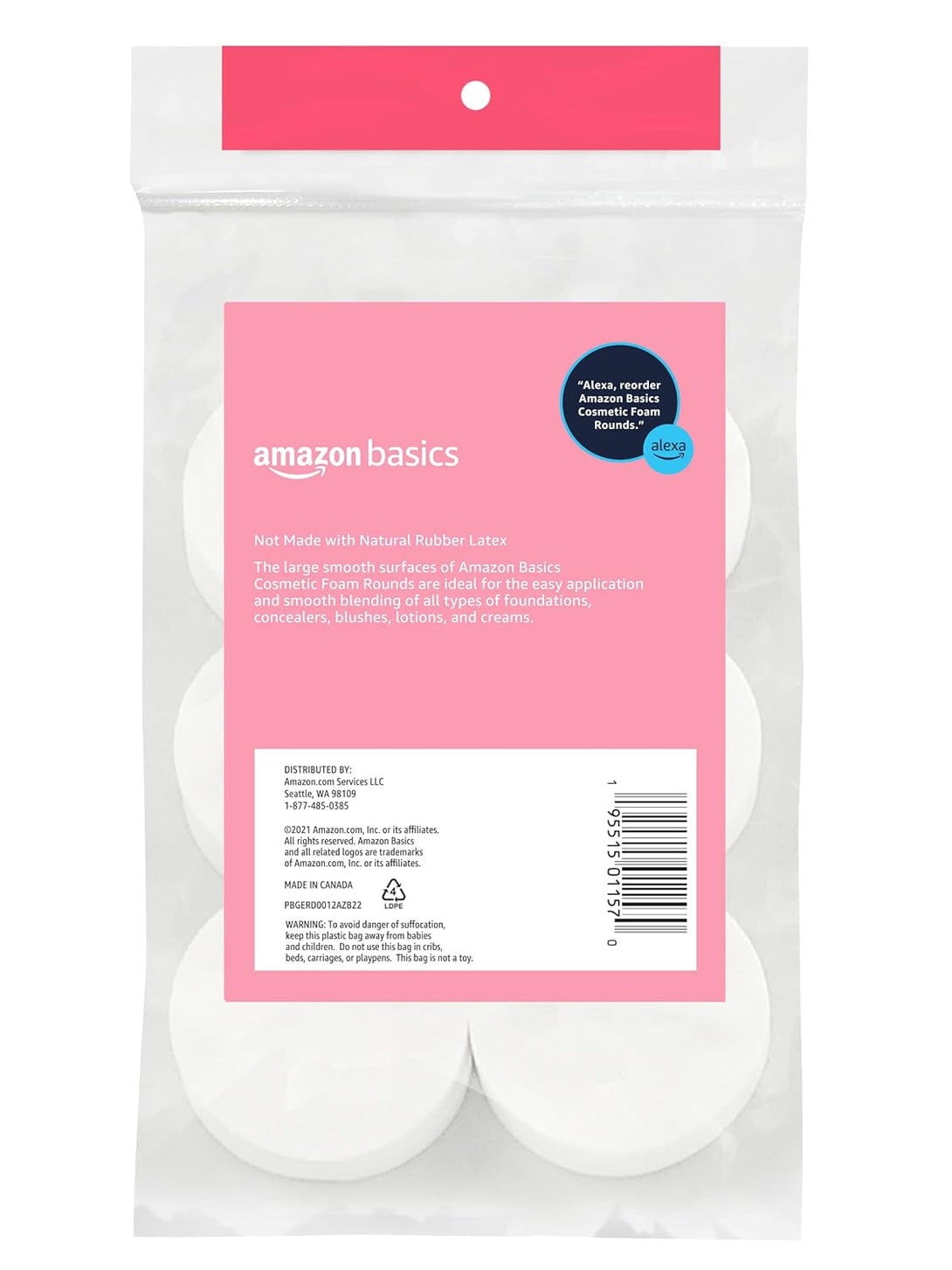 Amazon Basics Cosmetic Foam Rounds, 12 Count, Pack of 1