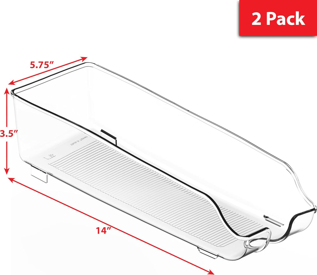 Simple Houseware Soda Can Organizer for Pantry / Refrigerator, Clear, Set of 2