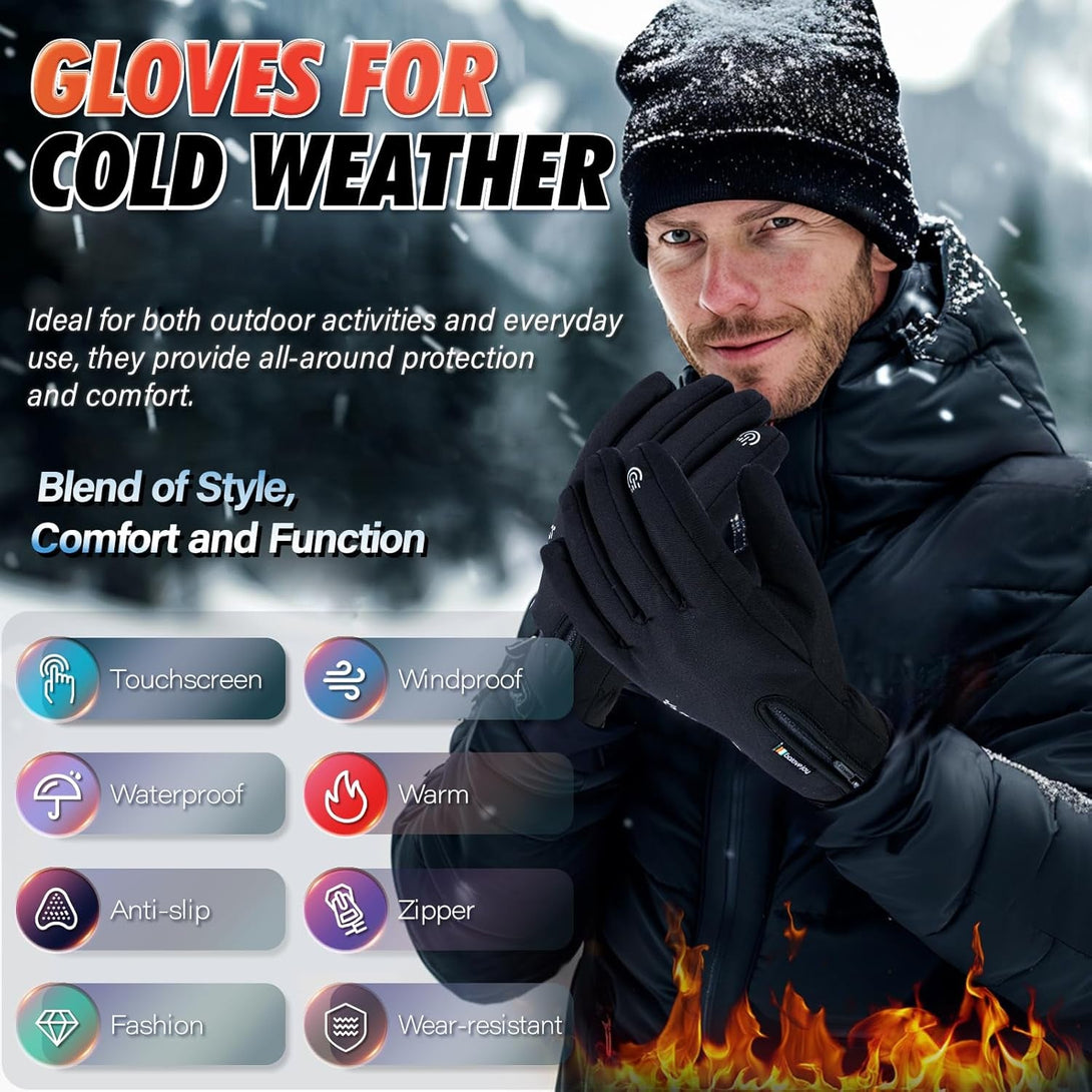 Fashion Warm Winter Gloves for Cold Weather Glove for Men and Women - Thermal, Touchscreen, Waterproof