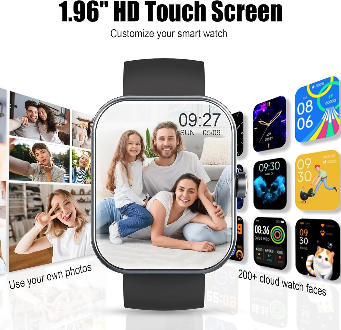 Smart Watch for Men Women, 1.96" Fitness Tracker Running Watch (Answer/Make Call), IP68 Waterproof, Pedometer, Sleep/Step/Activity/Heart Rate Monitor, 110+ Sport Modes Smartwatch for Adroid Ios Phone