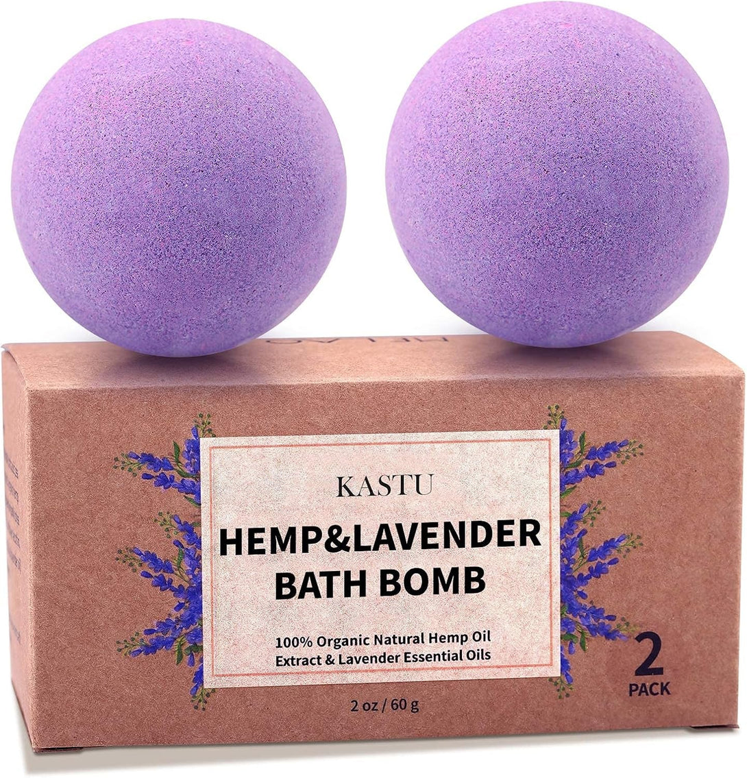 Bath Bombs,2 Pack Fizzy Spa Gift Natural Hemp Oil Extract and Lavender Essential Oils Bath for Moisturizing Dry Skin,Relaxing,Bubble Bath for Gifts Idea for Men Women