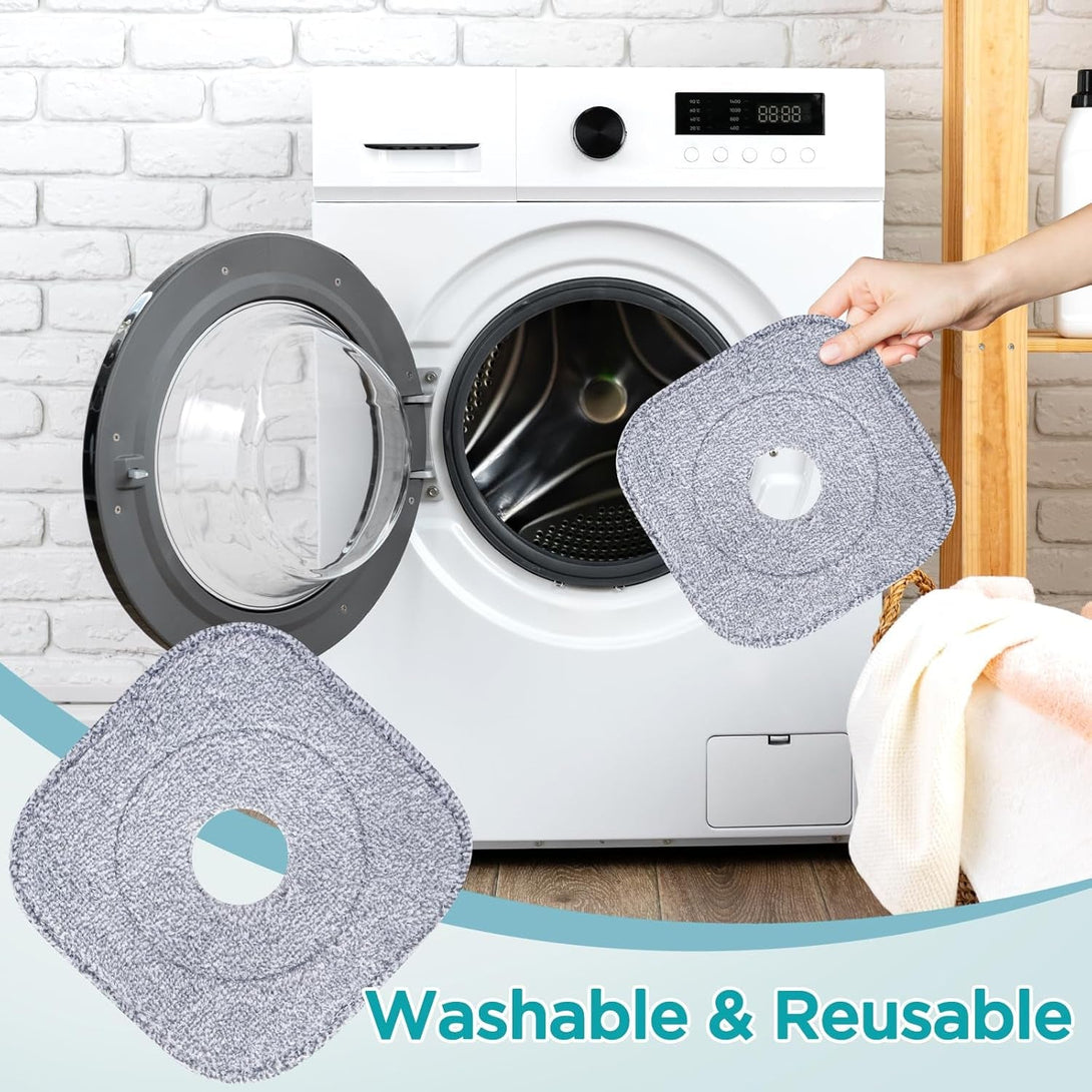 6 Pack Square Microfiber Mop Pads Replacement Compatible for True & Tidy SPIN-800 Trueclean Mop M16 Spin Mop,9 Inch Mop Pad Fits Most Square Spin Mop