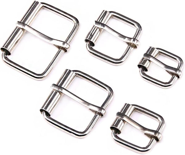 Swpeet 50Pcs 5 Sizes 1/2" 3/4" 1" 5/4" 5/8" Multi-Purpose Metal Roller Buckle Ring Assortment Kit for Hardware Belt Bags Ring