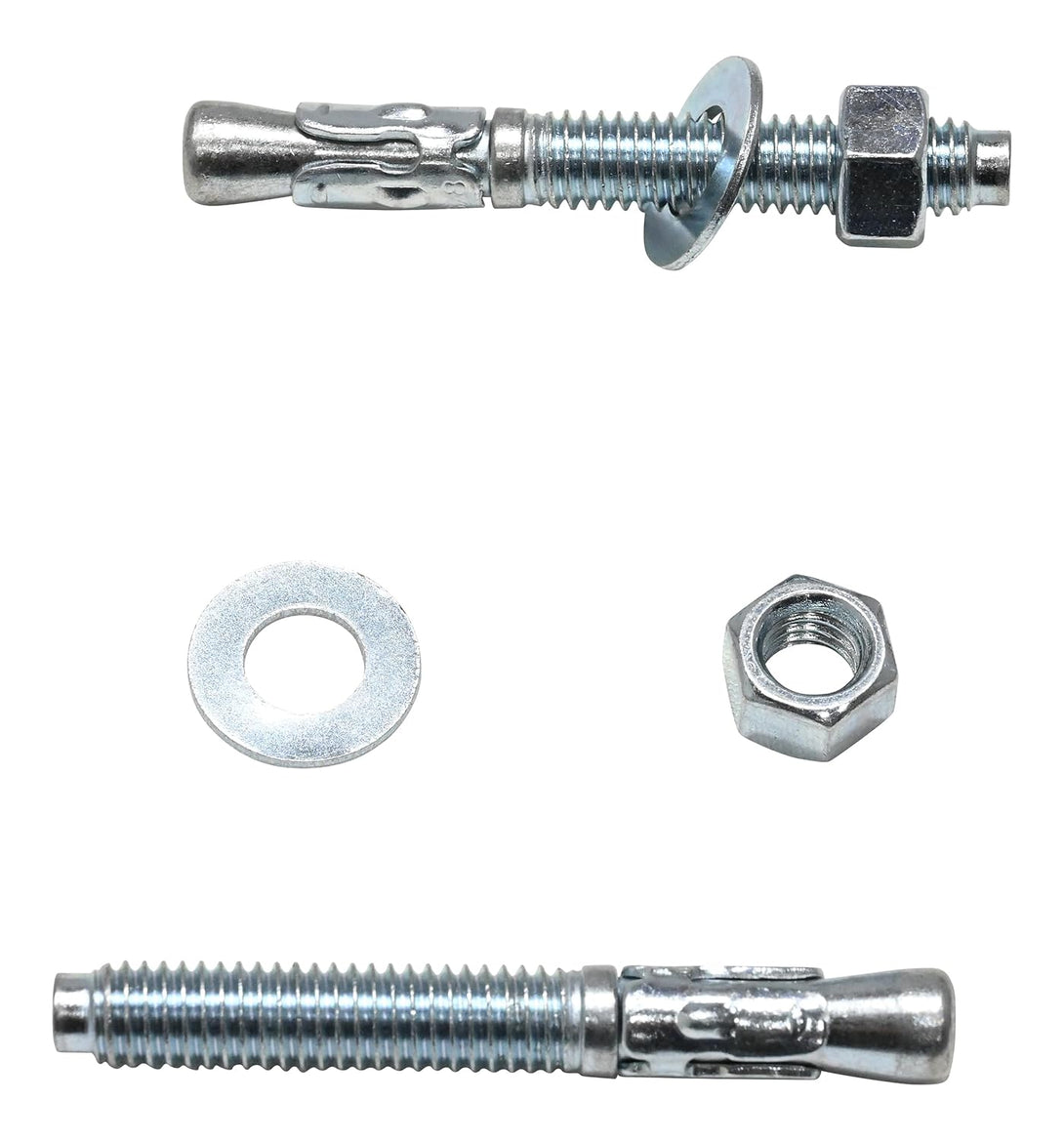 Vestil AS-383-4PK Concrete Anchor Four Bolt Kit, 3/8" Diameter X 3" Length