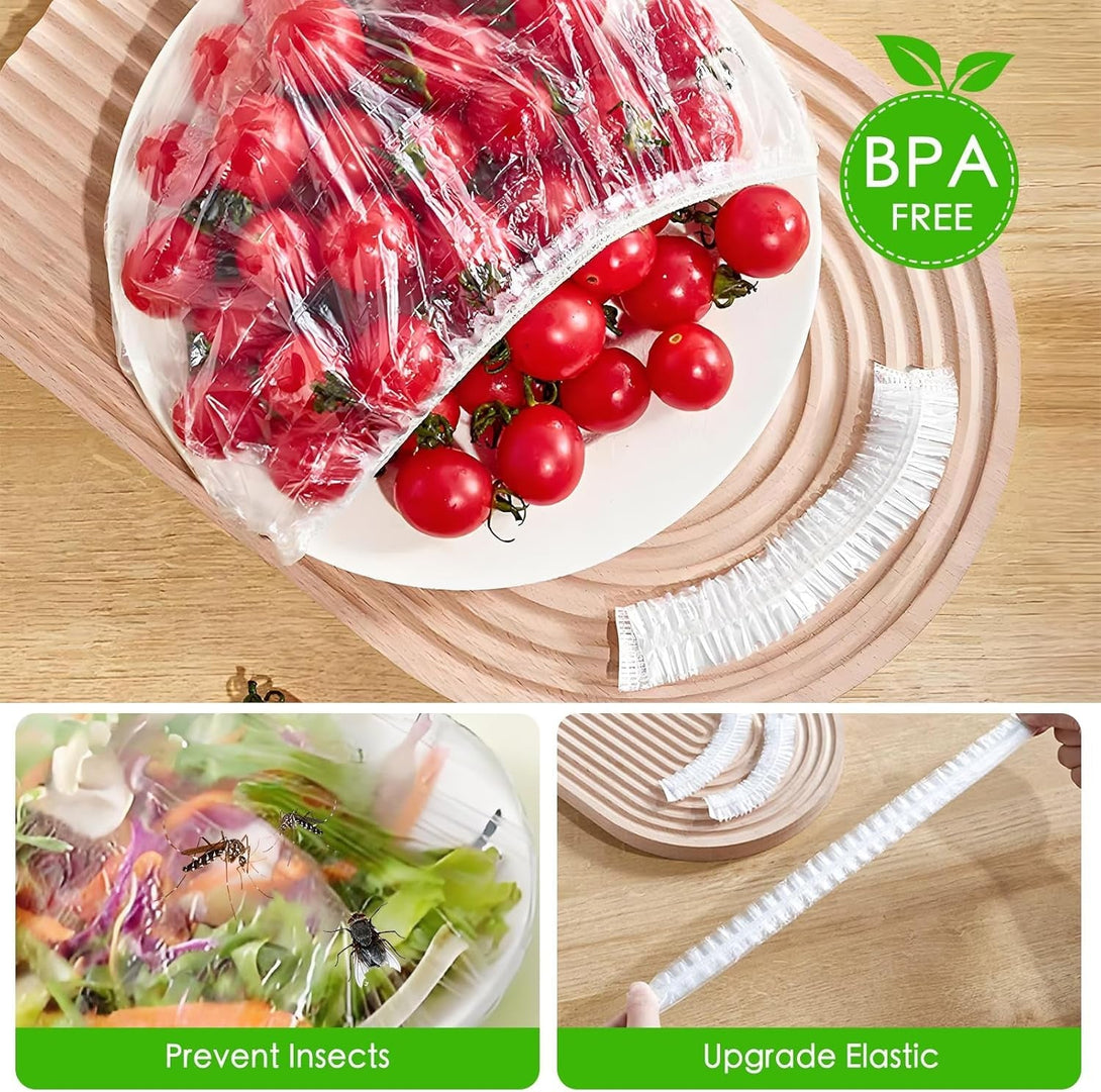 Plastic Bowl Covers - 100 Count - Plastic Food Covers with Elastic- Covers 4-9 Inch Bowls/Plate,Plastic Covers for Bowls, Multi-Purpose Kitchen Outdoor Must-Have
